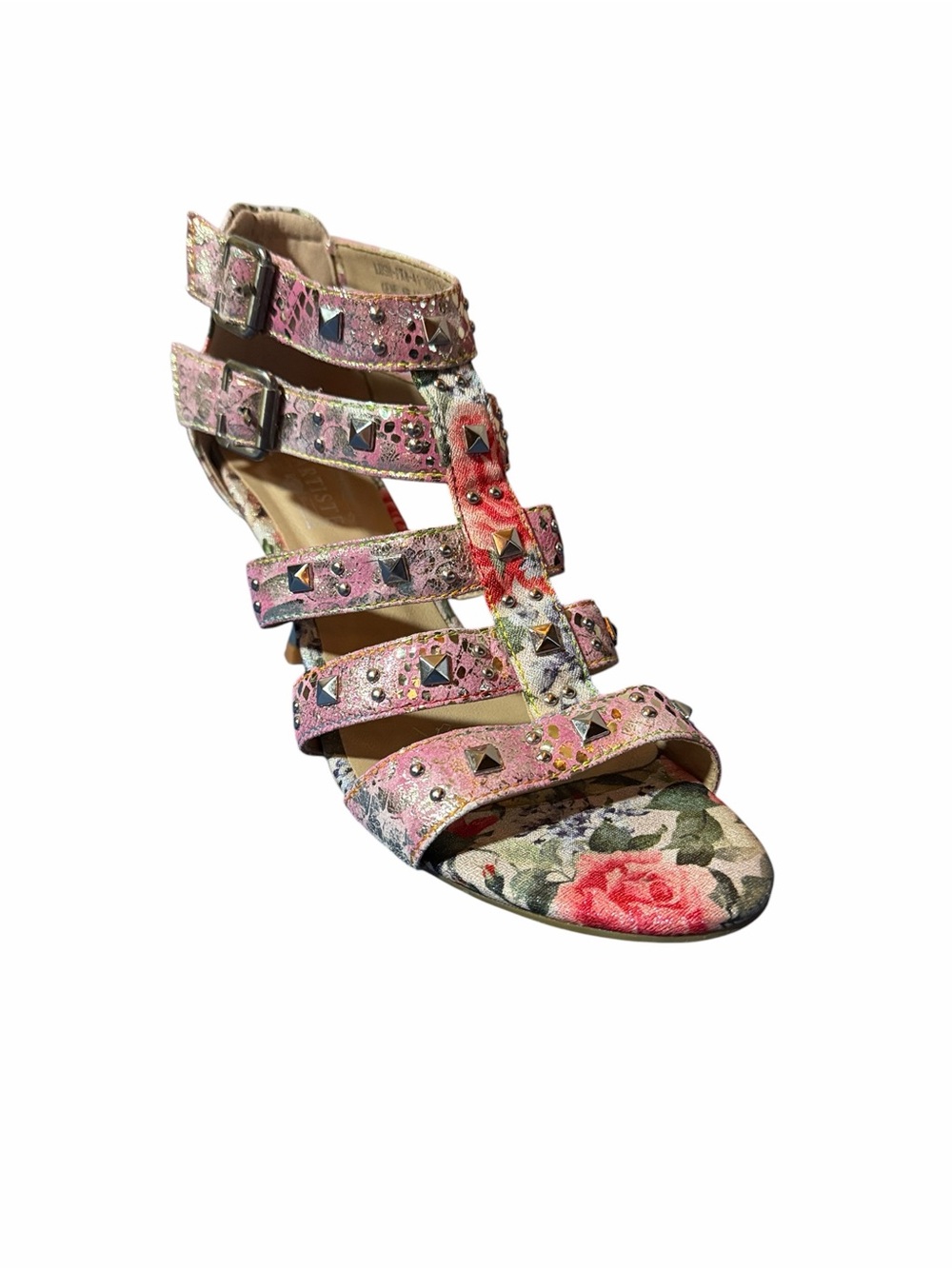 Spring Step L’artiste Lush Pink Multi Floral Kitten Heel Shoes Sz 41 EU/9.5-10US